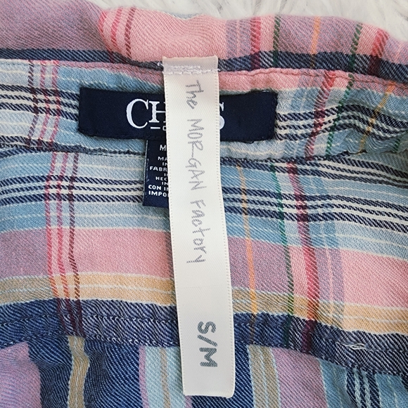 THE MORGAN FACTORY UPCYCLED PLAID LONG SLEEVE TOP BUTTUN DOWN SIZE MEDIUM - Picture 3 of 14